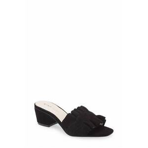 NEW KOKO + PALENKI women's camila ruffle slide sandal in black